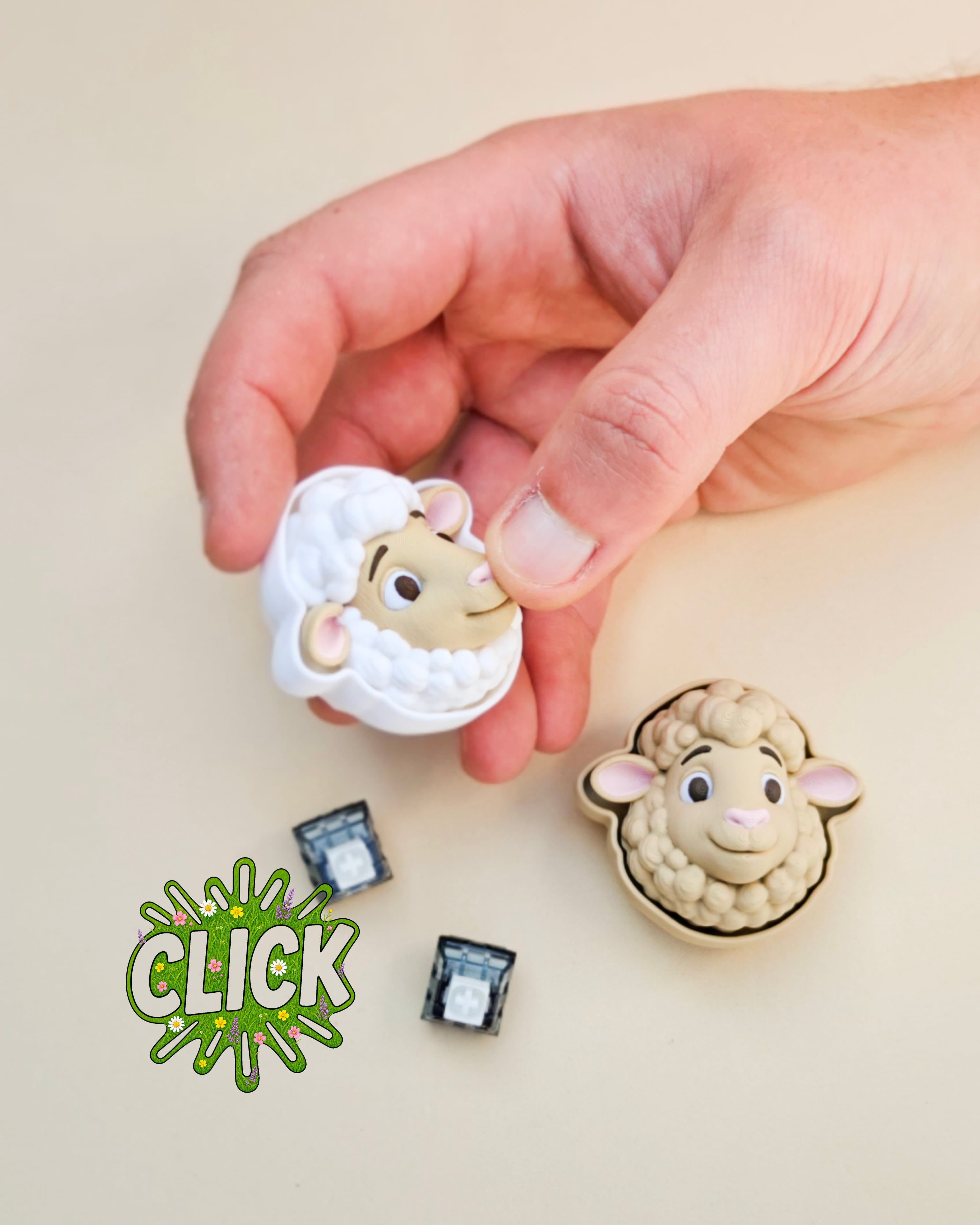 Sheep Fidget Clicker Keychain, Farm Animal Desk Toy 3d model