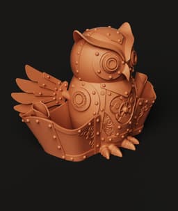 Steampunk Owl Cup STL | Desk Organizer 3D Print | Industrial Art 3d model
