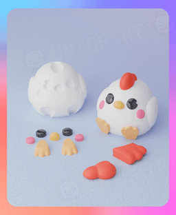 Little Hen Keychain (Separated Parts) 3d model