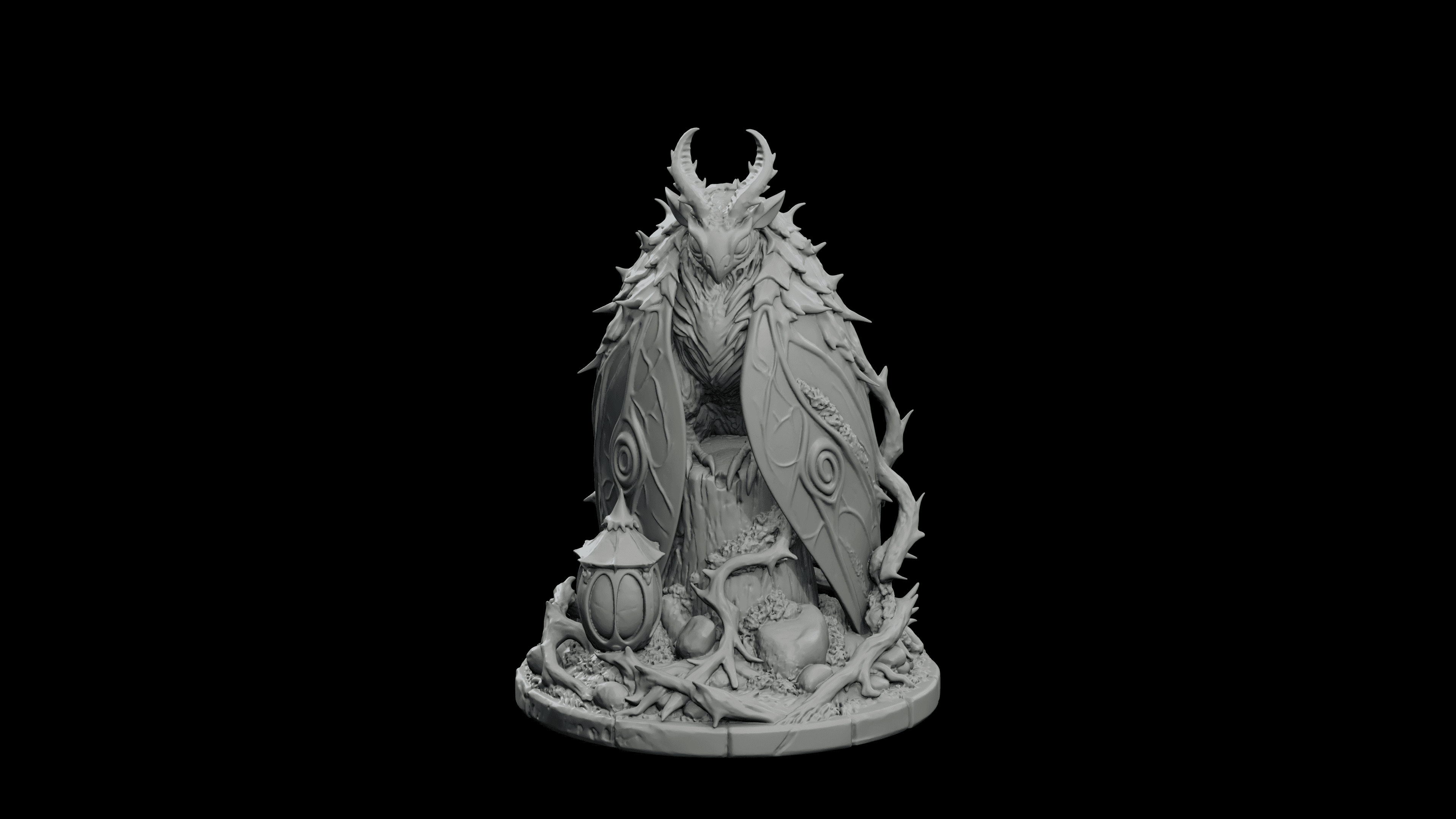 Thornbark Moth Guardian STL - Dark Forest Spirit Statue 3d model