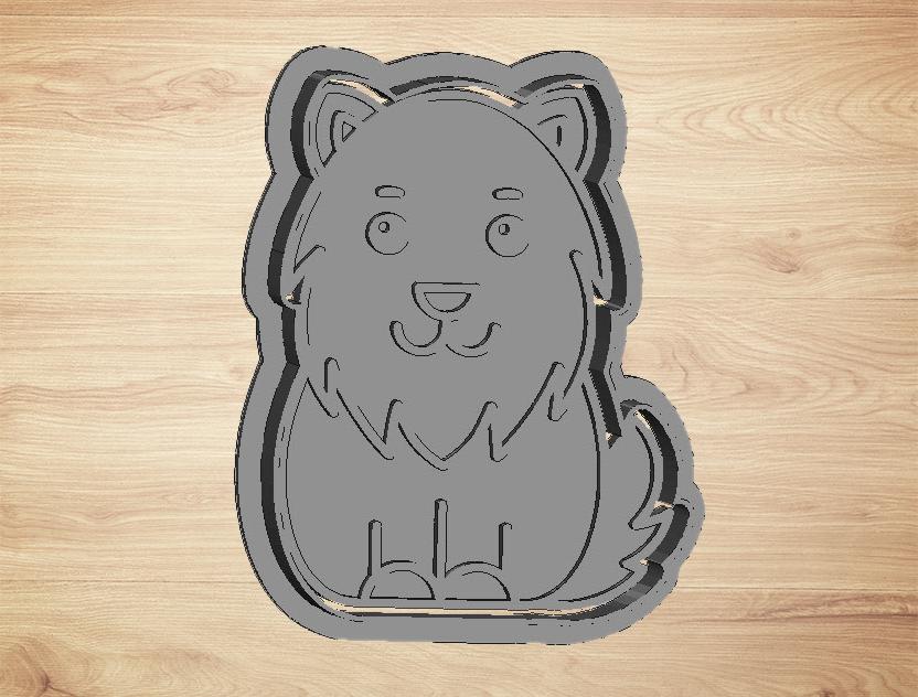 cookie cutter wolf - cutter and stamp 3d model