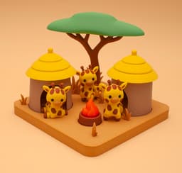 Giraffe African Village 3d model
