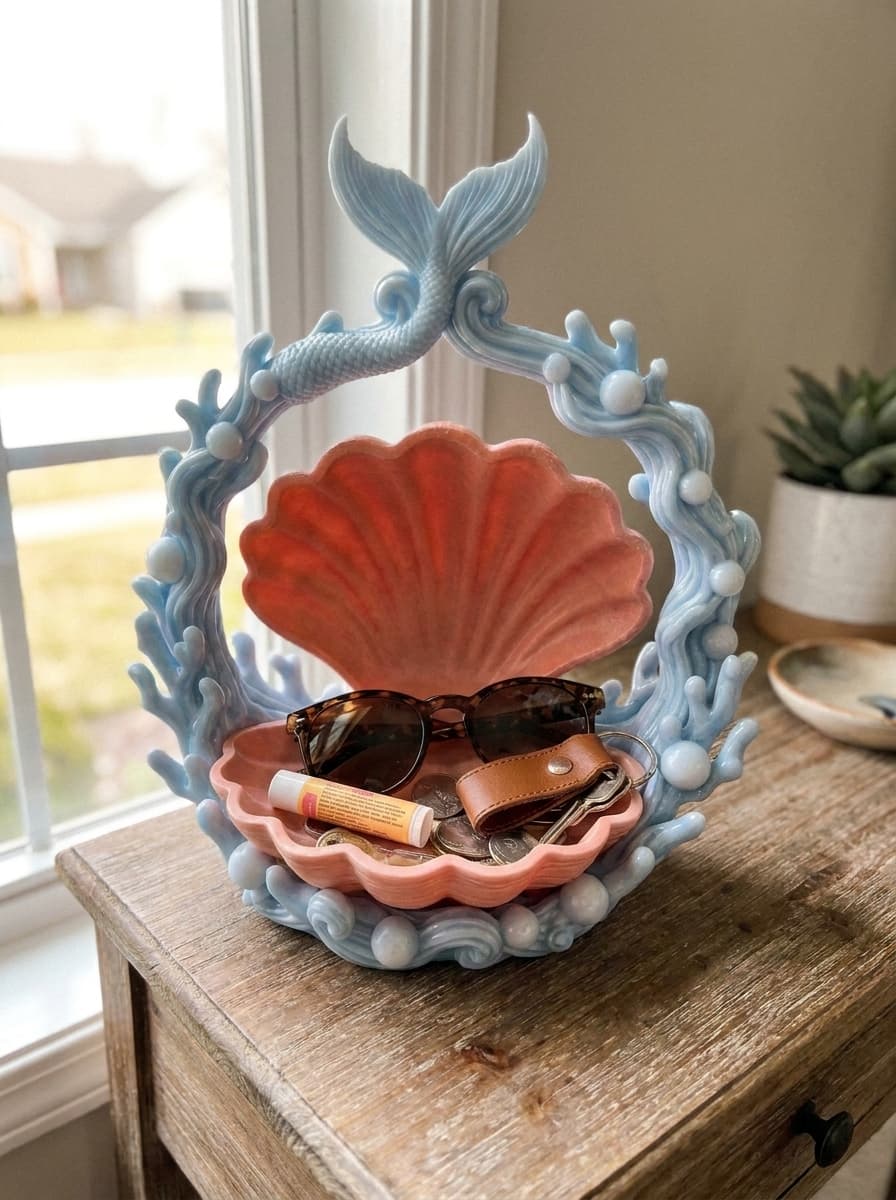 Mermaid Tail Ocean Clamshell Catchall Tray 3d model