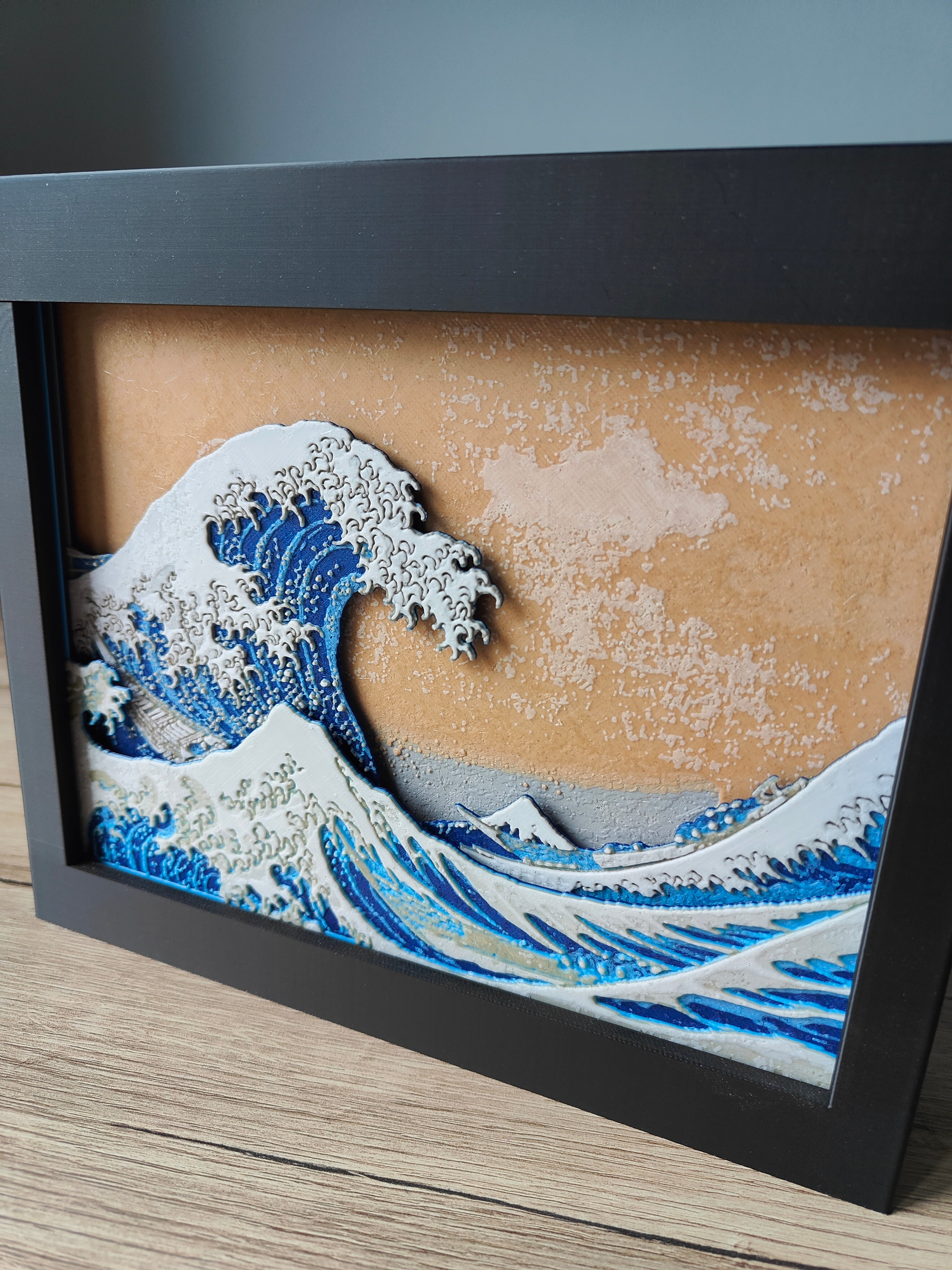The Great Wave off Kanagawa Shadow Box 3d model
