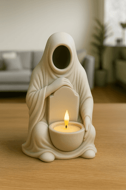 Free Faceless Hooded Tealight Holder STL – Gothic Memorial Candle Holder 3D Print 3d model