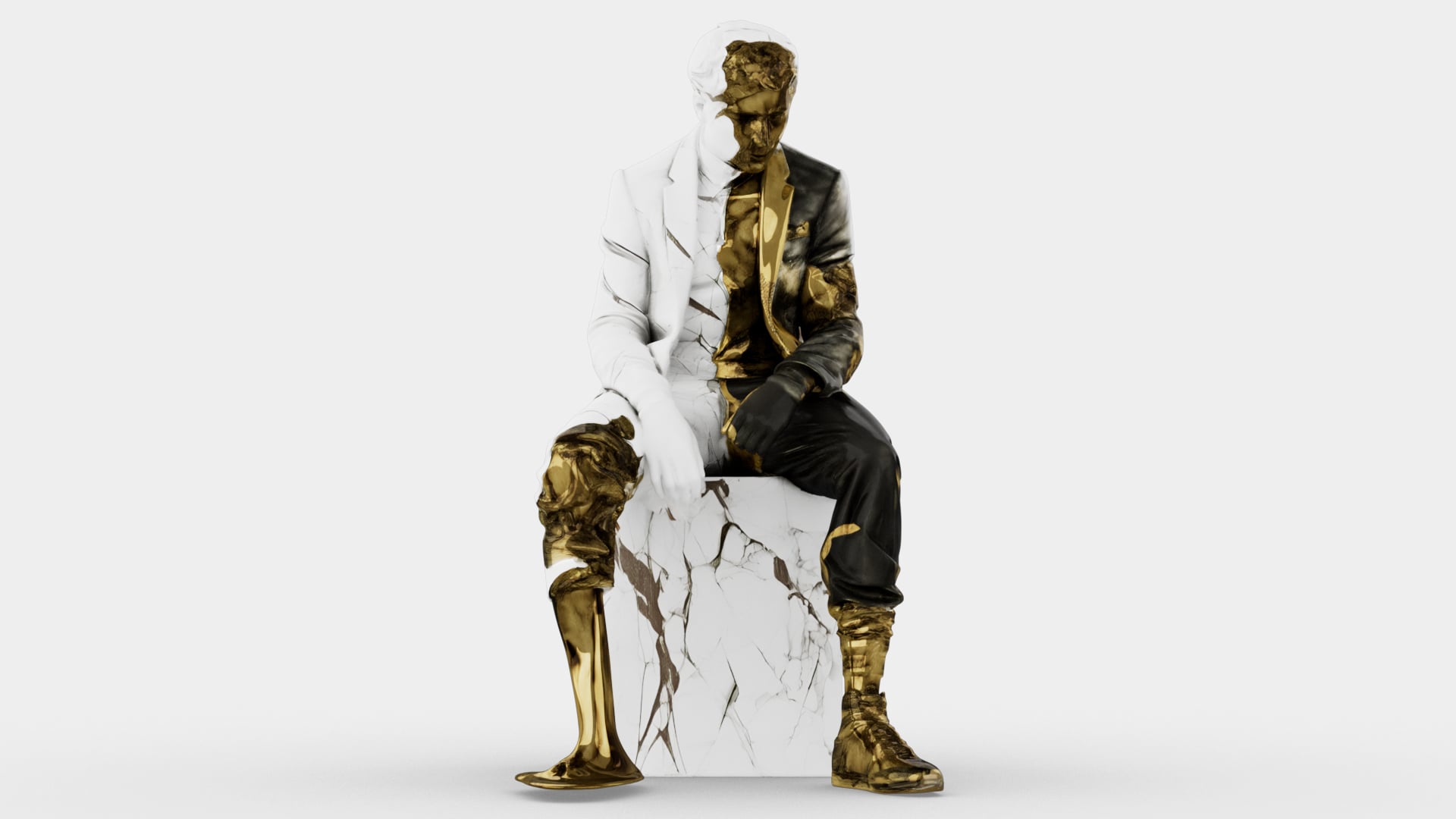 Marble Melting Thinking Man 3d model