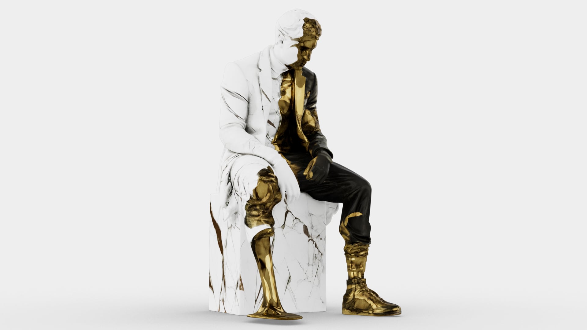 Marble Melting Thinking Man 3d model