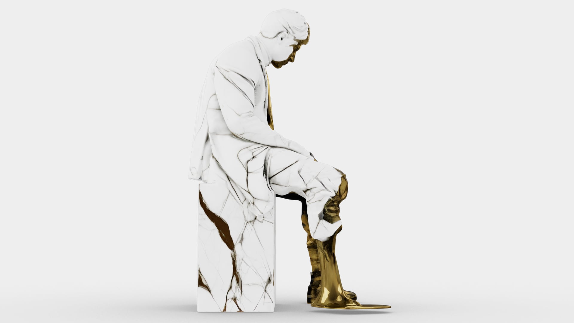 Marble Melting Thinking Man 3d model
