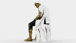Marble Melting Thinking Man 3d model