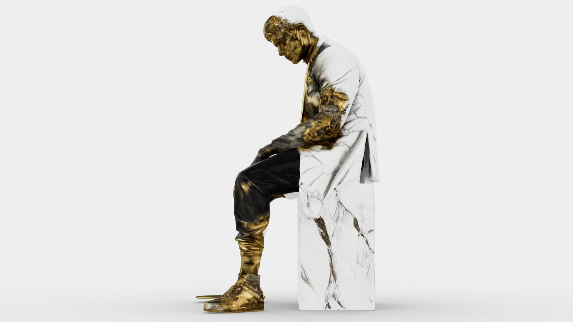 Marble Melting Thinking Man 3d model
