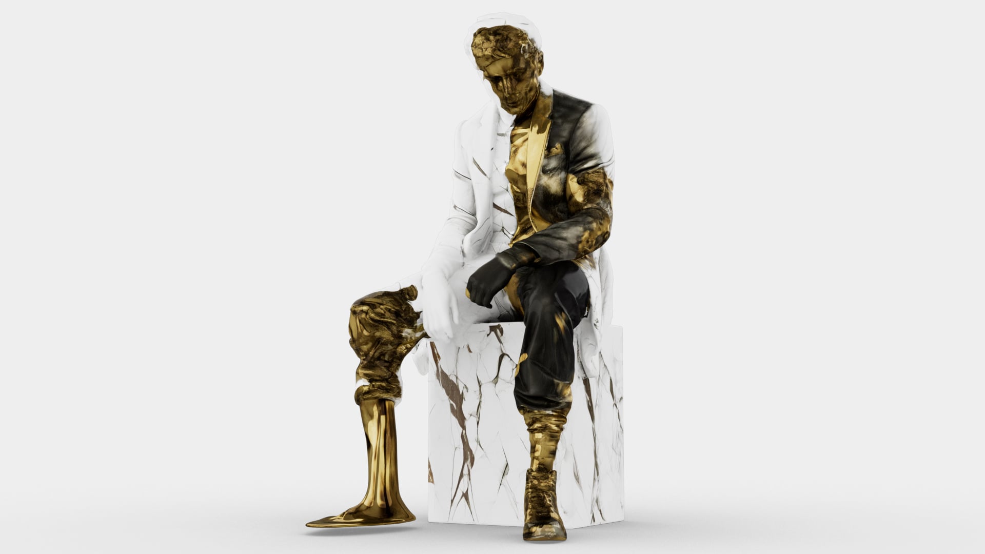 Marble Melting Thinking Man 3d model