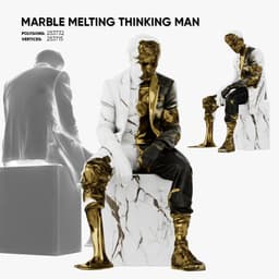 Marble Melting Thinking Man 3d model