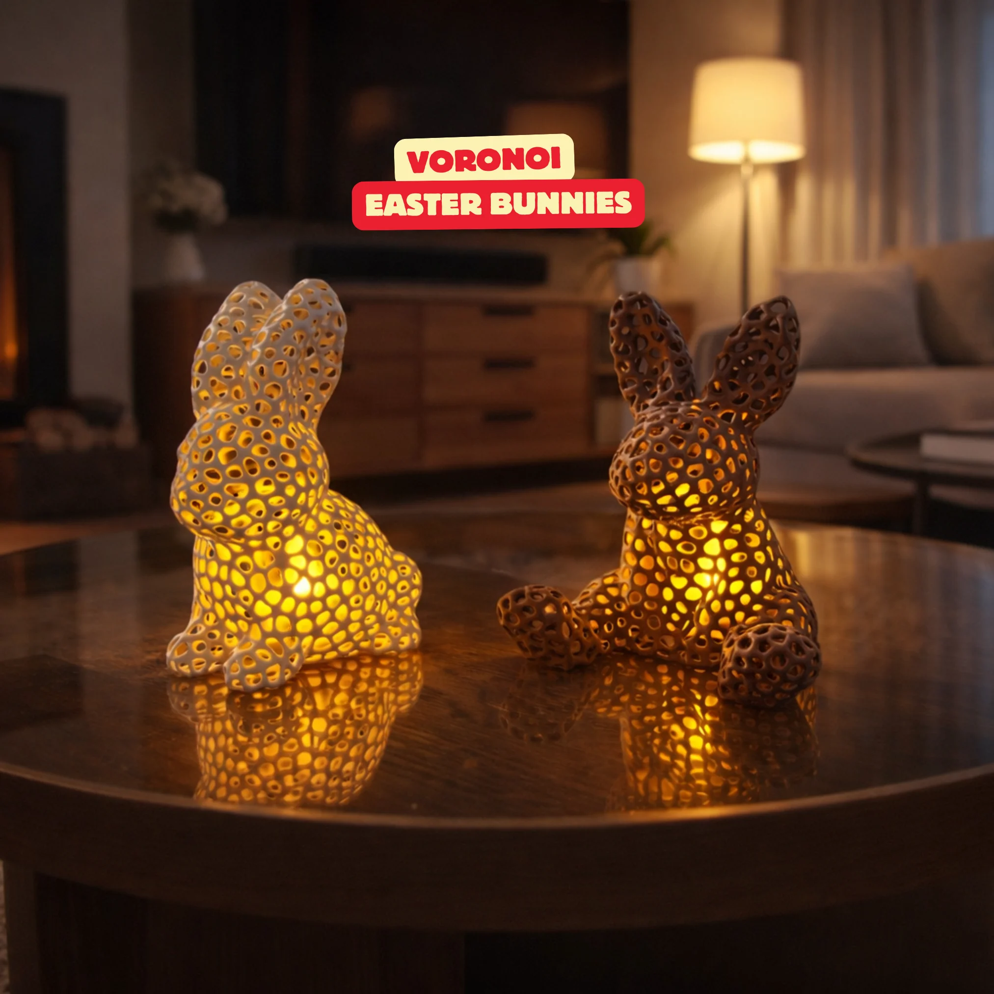 EASTER BUNNY TEALIGHTS (VORONOI) / EASTER DECOR / BUNNY DECOR / MODERN DECOR / LIGHT AMBIENTE 3d model