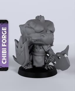 Chibi Dragonborn Paladin - With Free Dragon - 5e DnD Inspired for RPG and Wargamers 3d model