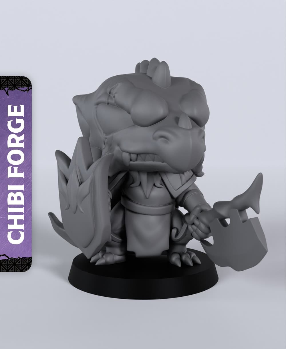 Chibi Dragonborn Paladin - With Free Dragon - 5e DnD Inspired for RPG and Wargamers 3d model