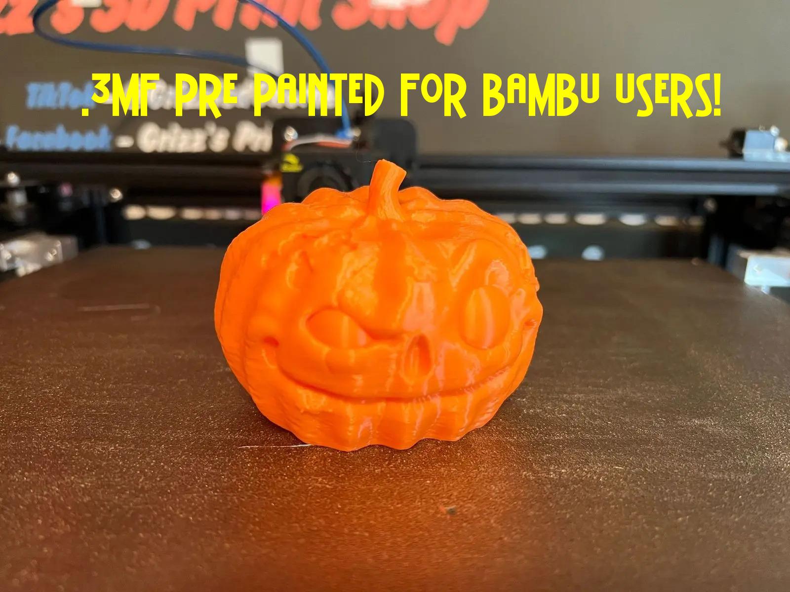 Rotten Pumpkin - .3mf Painted for Bambu! - Print in place! 3d model