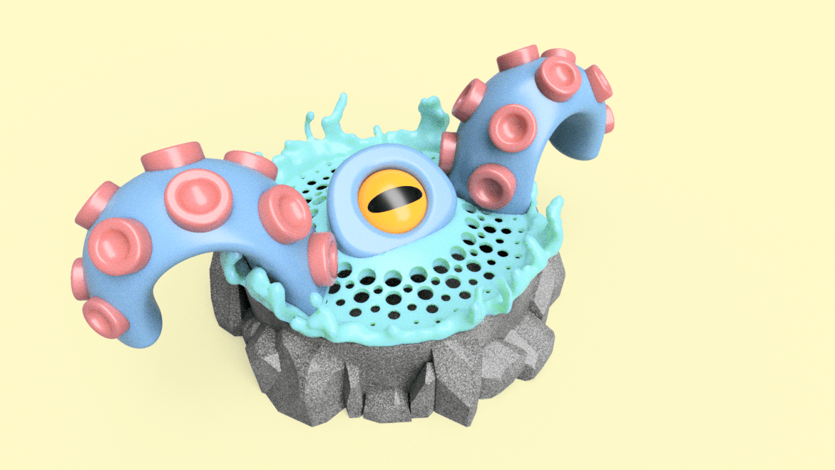 Octopus Splash Rock Box 3d model
