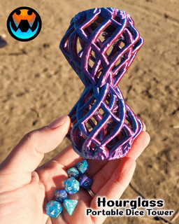 Twisted Hour Glass Dice Tower and Holder 3d model