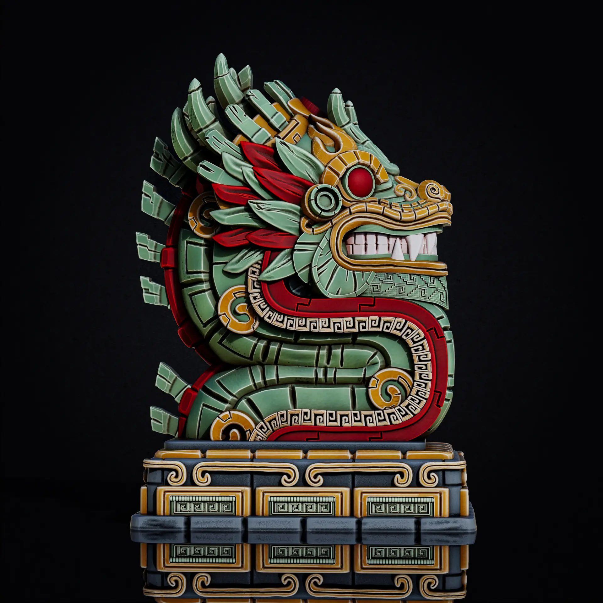 Aztec Dragon bust (Pre-Supported) 3d model