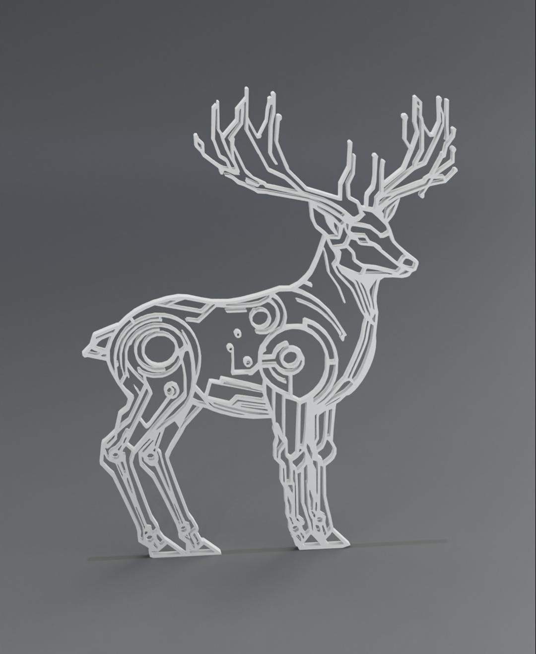 Robo Reindeer Line Art 3d model