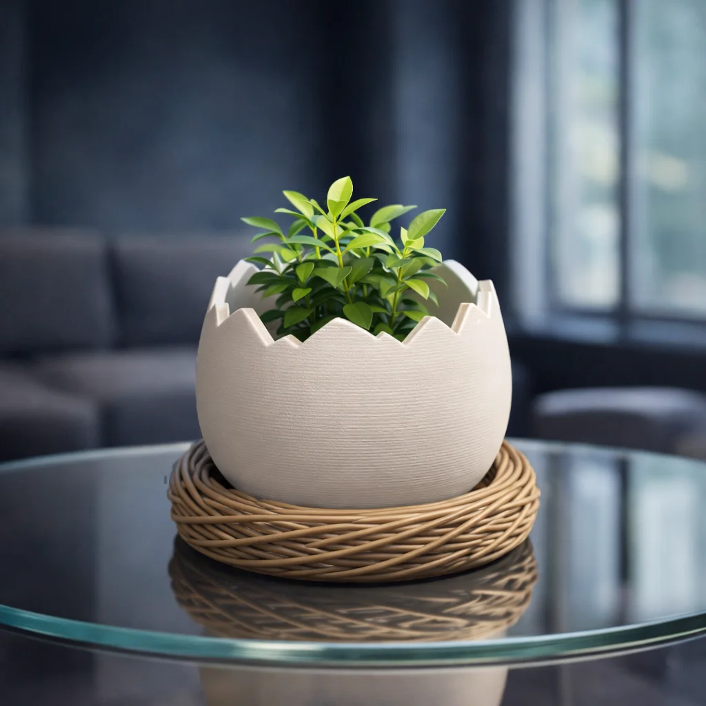 Broken Egg Planter | Easter Egg Pot in Nest | Spring Succulent Planter - Flower Pot 3d model