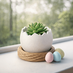 Broken Egg Planter | Easter Egg Pot in Nest | Spring Succulent Planter - Flower Pot 3d model