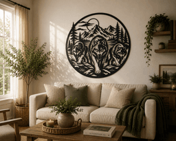 Wolf Pack Mountain Forest 2D Wall Art.stl 3d model