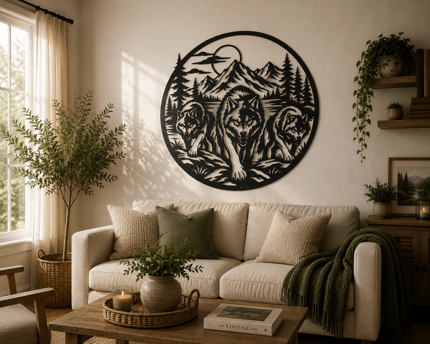 Wolf Pack Mountain Forest 2D Wall Art.stl 3d model