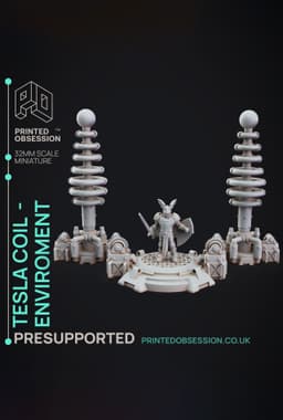 Tesla Coil - Dr Frankensteins Monster - PRESUPPORTED - Illustrated and Stats - 32mm scale 3d model