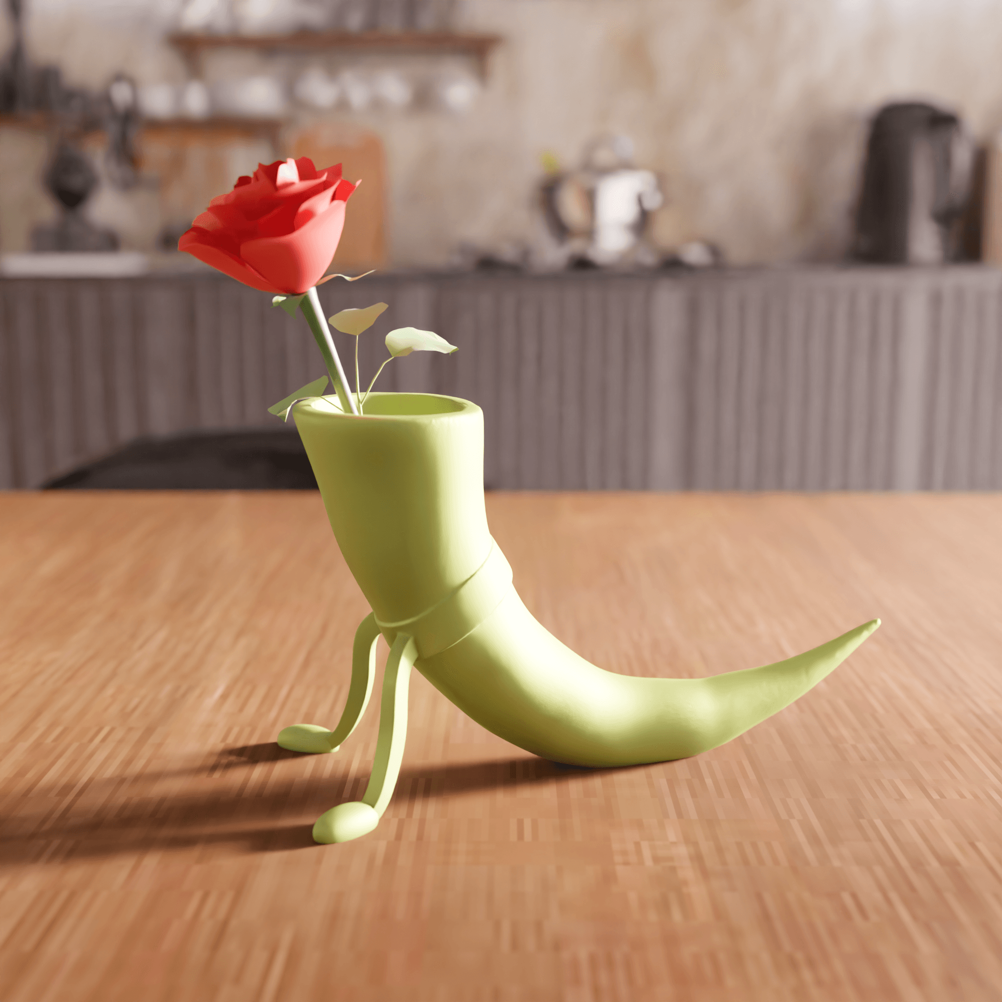 Whimsical Anthropomorphic Drinking Horn Vase 3d model