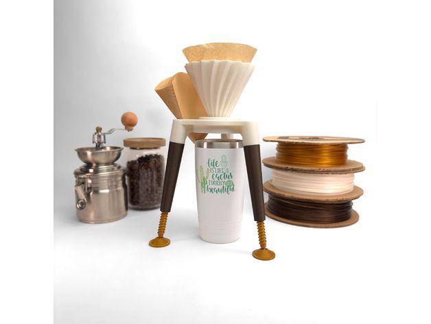 Protopasta 3D Printable Coffee Pour Over Stand Assembly 3d model