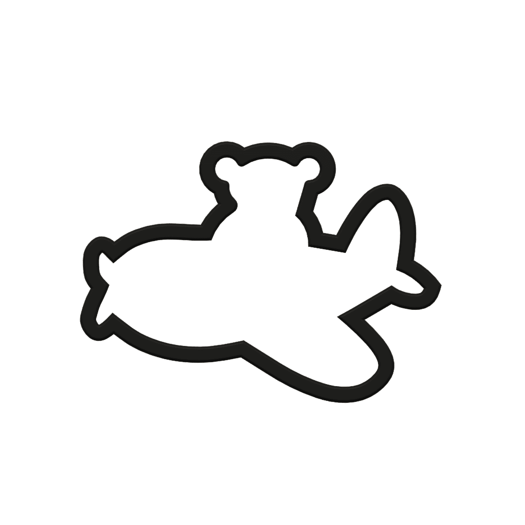 Airplane with Bear Cookie Cutter STL File - 4 inches 3d model