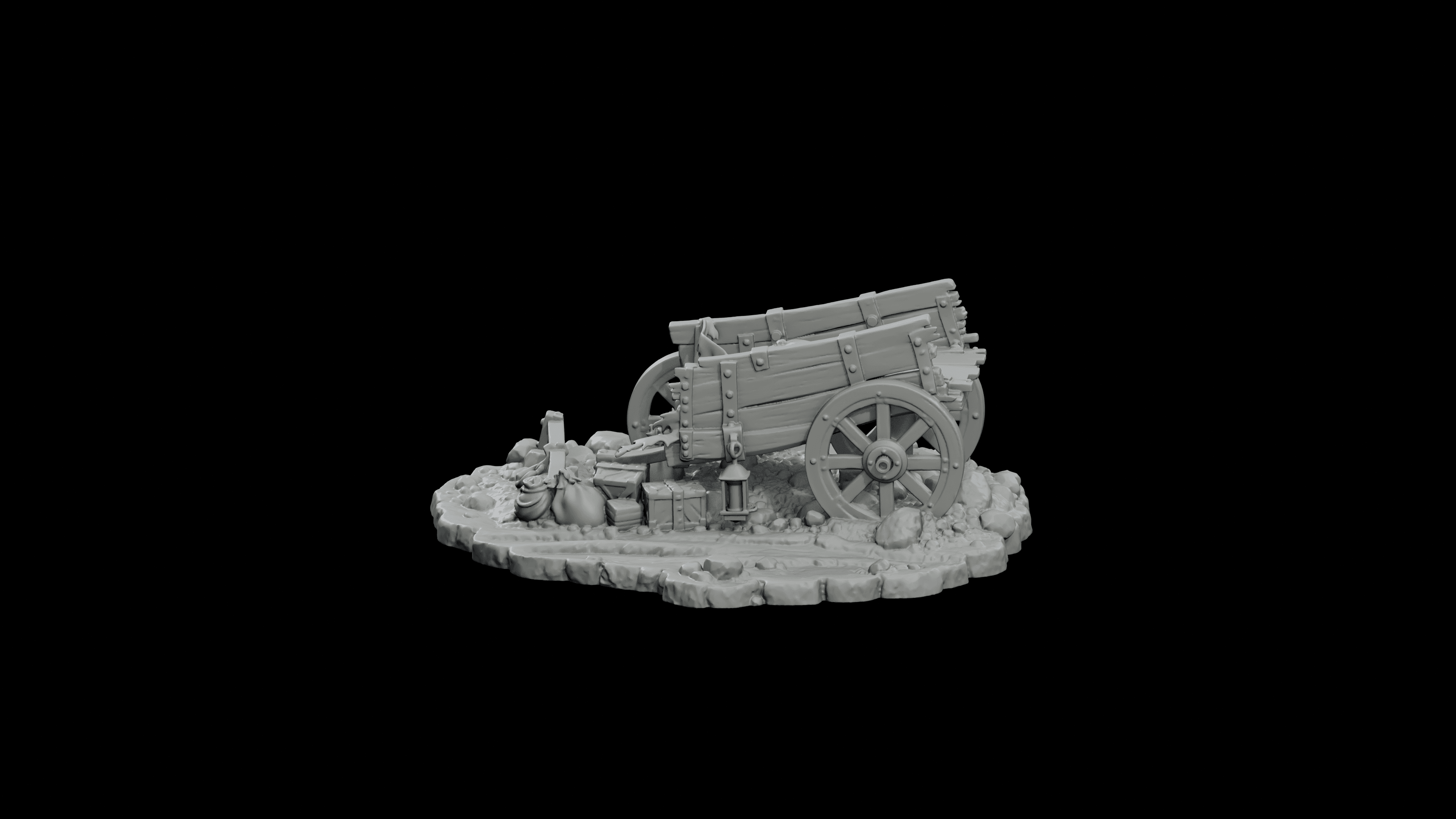 Merchant Cart Ambush Scatter STL - Printable D&D Tabletop Terrain 3d model