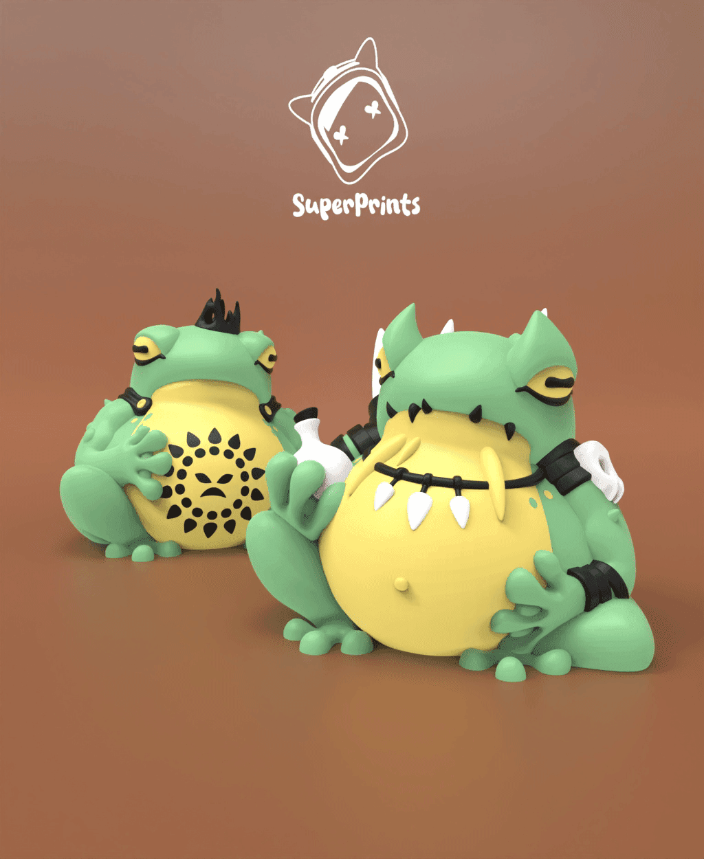 Toad King & Swamp Shaman - Easy Multicolor FDM RPG Minis (No supports) 3d model