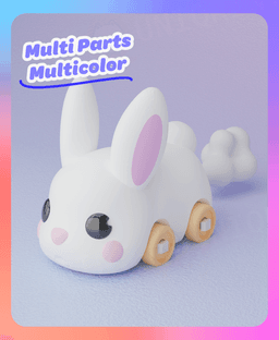 Movable Bunny Bus Keychain (Multicolor & Separated Parts) 3d model