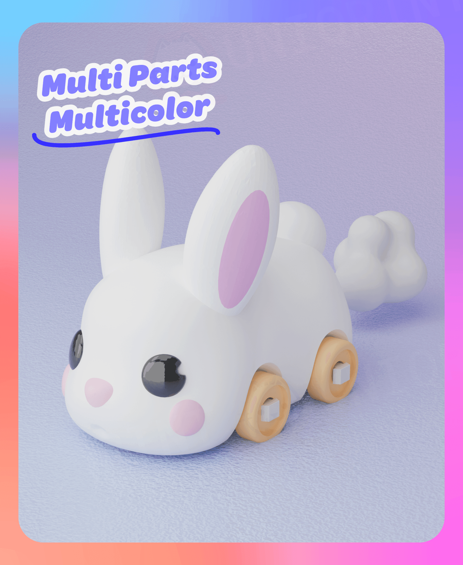 Movable Bunny Bus Keychain (Multicolor & Separated Parts) 3d model