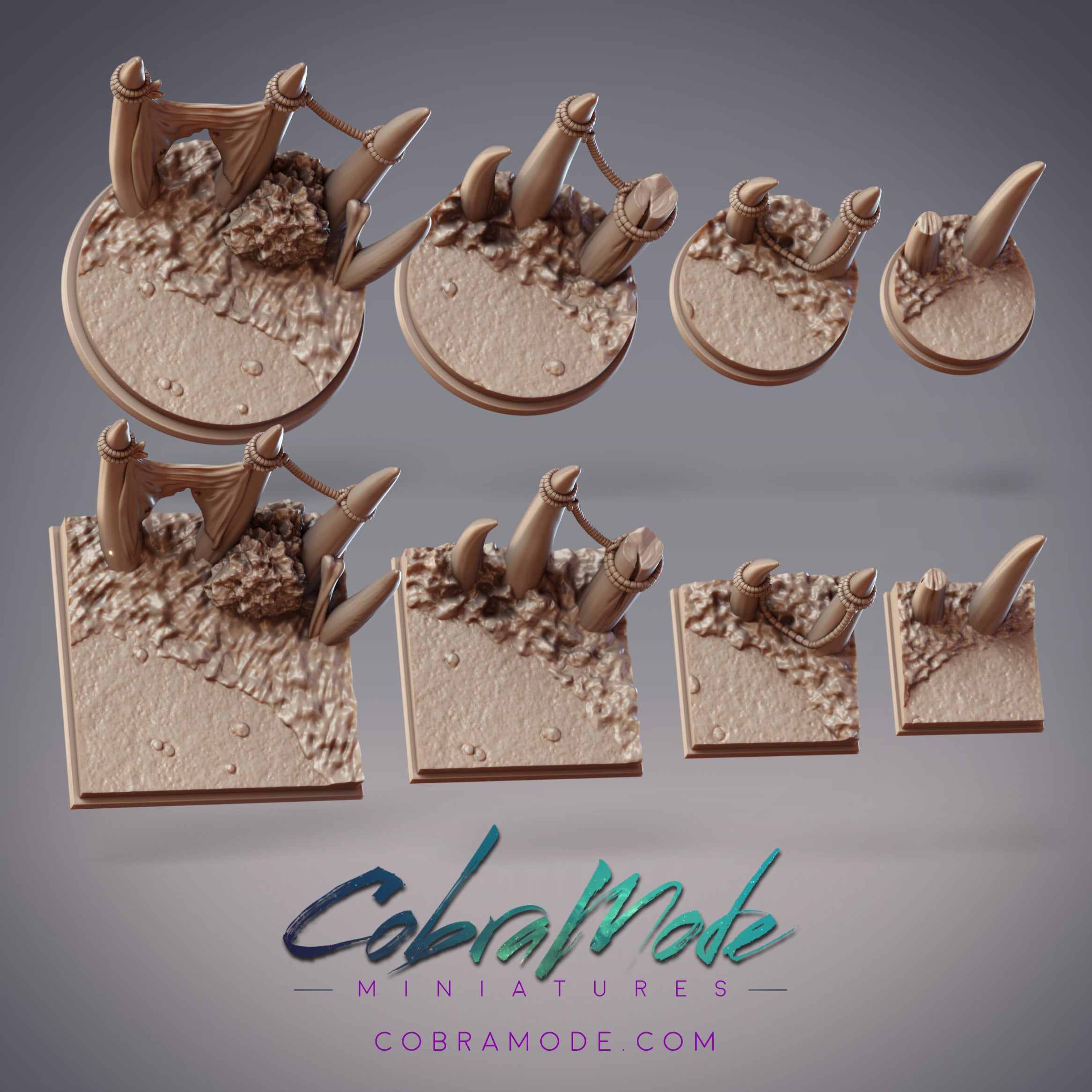 Sharp Bones Base Pack (8pcs) - Round and Square Versions 3d model