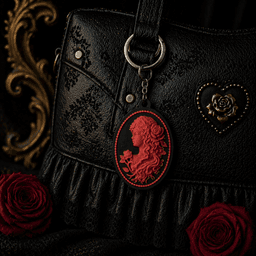 Mourning Lady Cameo Keychain STL | Gothic Veiled Woman 3D Print | Elegant Cameo Relief Model 3d model