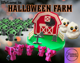 Halloween Farm- Scene, FrankenCow, Vampire Piggy and Ghost Duck! 3d model