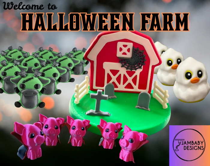 Halloween Farm- Scene, FrankenCow, Vampire Piggy and Ghost Duck! 3d model