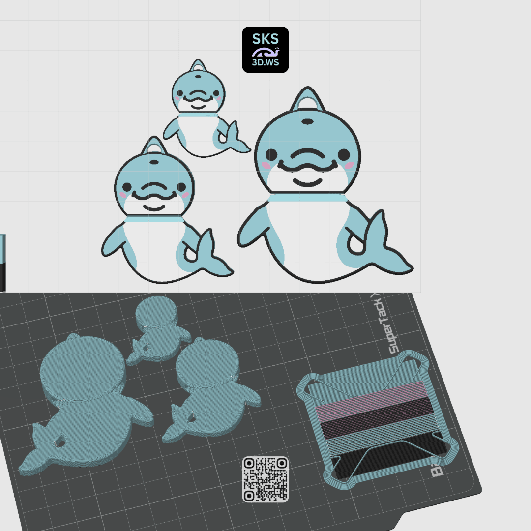Dolphin Wiggle Head Keyring 3d model