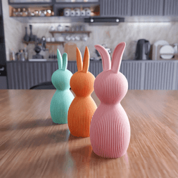 Ribbed Easter Bunny Figure Set - Spring Table Centerpiece 3d model