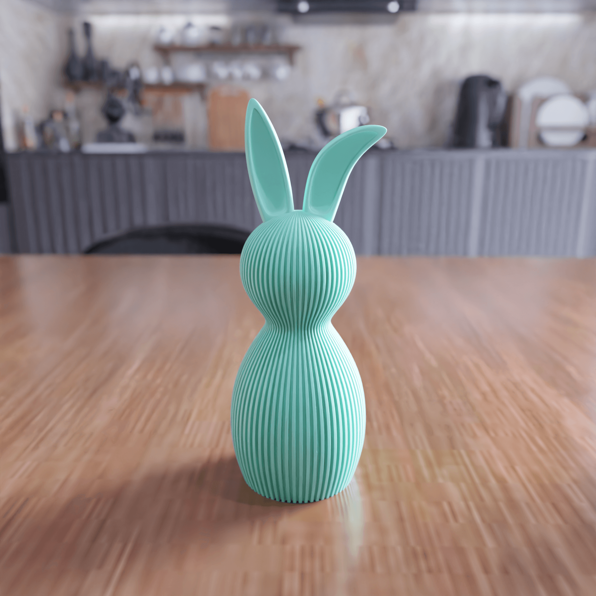 Ribbed Easter Bunny Figure Set - Spring Table Centerpiece 3d model