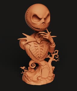 Pumpkin King Bust | Gothic Skeleton Statue | Halloween Decor 3D Print | Nightmare Fan Art Sculpture 3d model