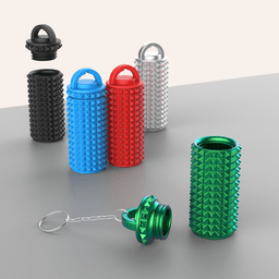 Spiky Fidget Keychain, Sensory Toy, Chapstick Holder, Tiny Storage Capsule, Pill Box, Multi-Purpose 3d model