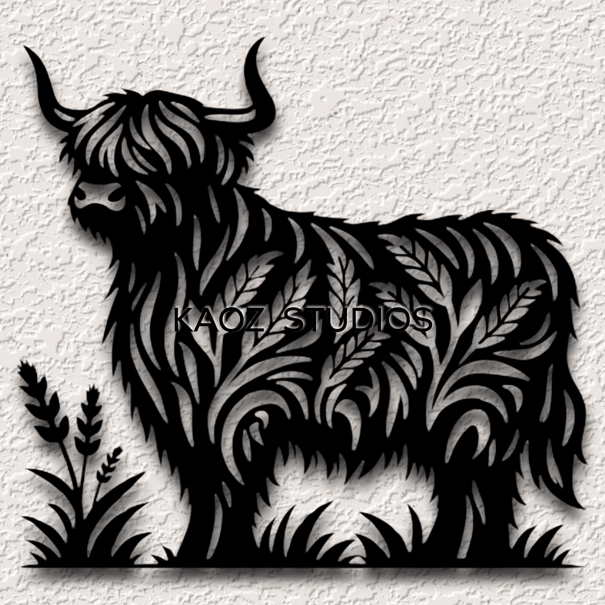 highland cow wall art high land cow in wheat field wall decor cattle decoration 3d model
