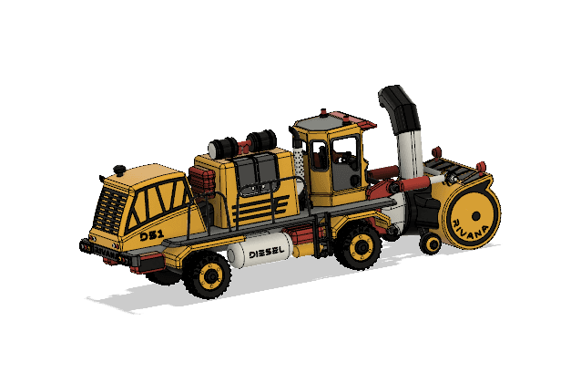 Yellow Snow Blower Truck with Movements 3d model