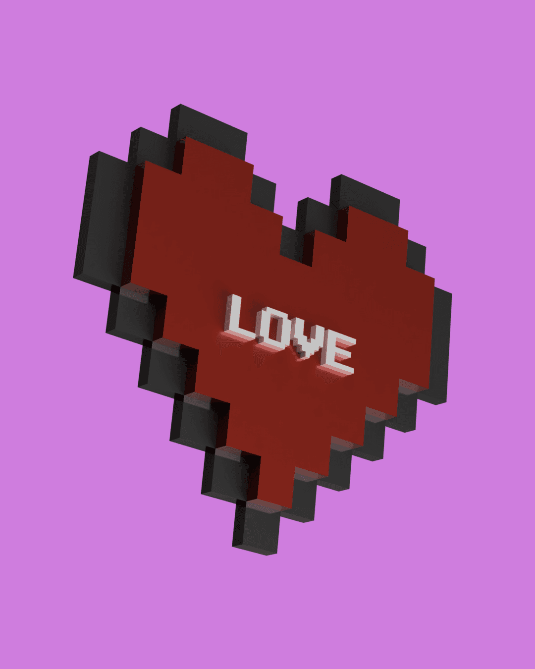 Heart pixelated - Love 3d model