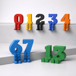 Articulated Number Set | 0–9 Numbers with Moving Legs | for Home, Office, Educational 3d model