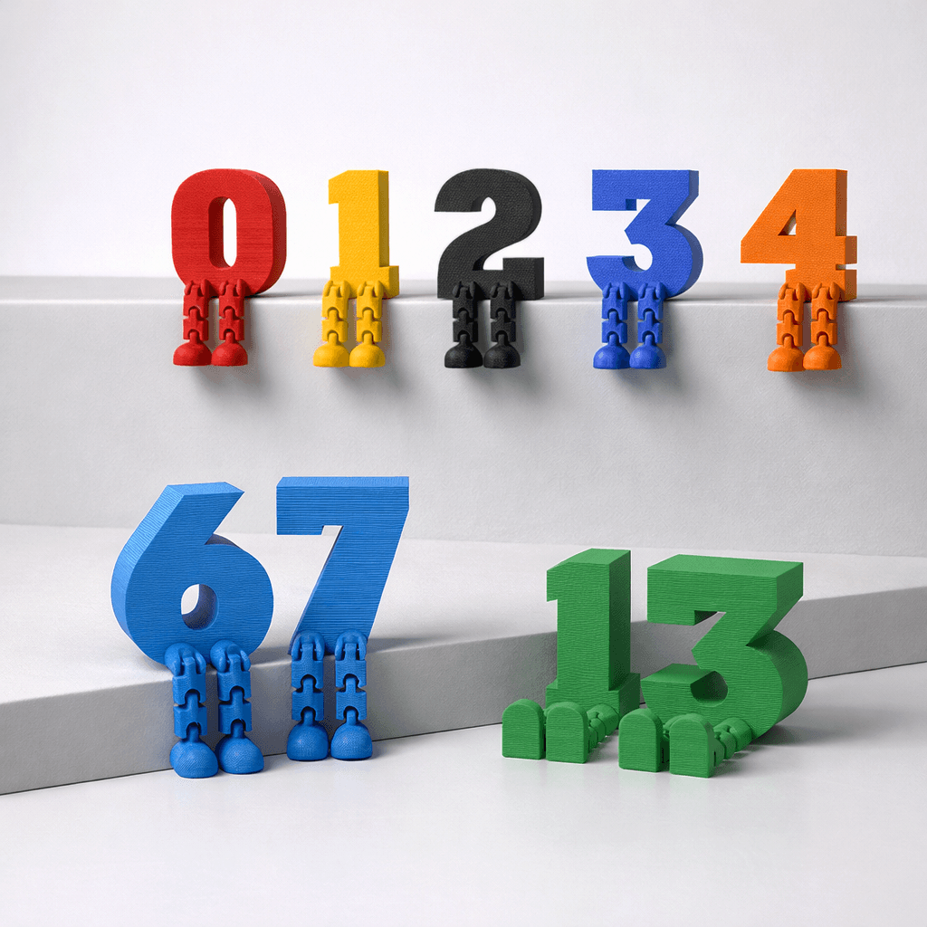 Articulated Number Set | 0–9 Numbers with Moving Legs | for Home, Office, Educational 3d model